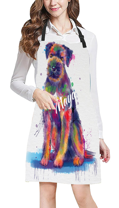 Custom Pet Name Personalized Watercolor Border Terrier Dog Apron