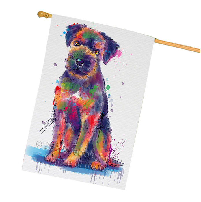 Watercolor Border Terrier Dog House Flag FLG66411