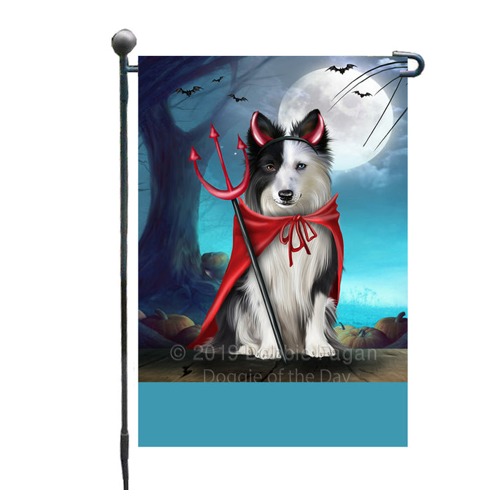 Personalized Happy Halloween Trick or Treat Border Collie Dog Devil Custom Garden Flag GFLG64455