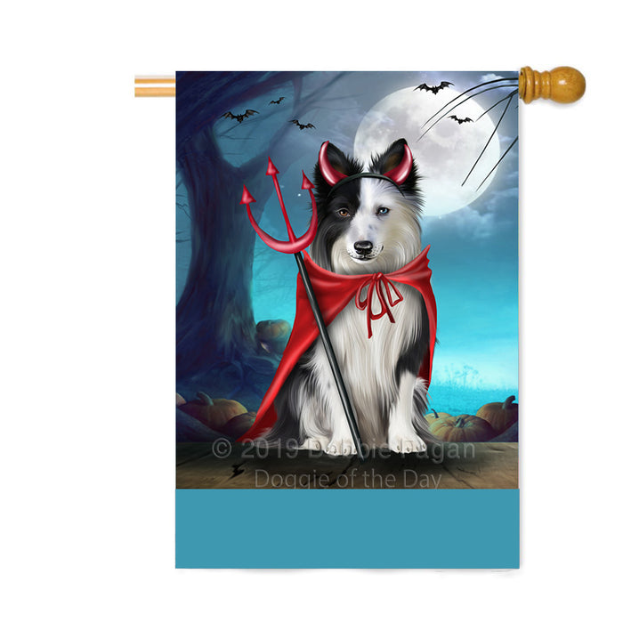 Personalized Happy Halloween Trick or Treat Border Collie Dog Devil Custom House Flag FLG64146
