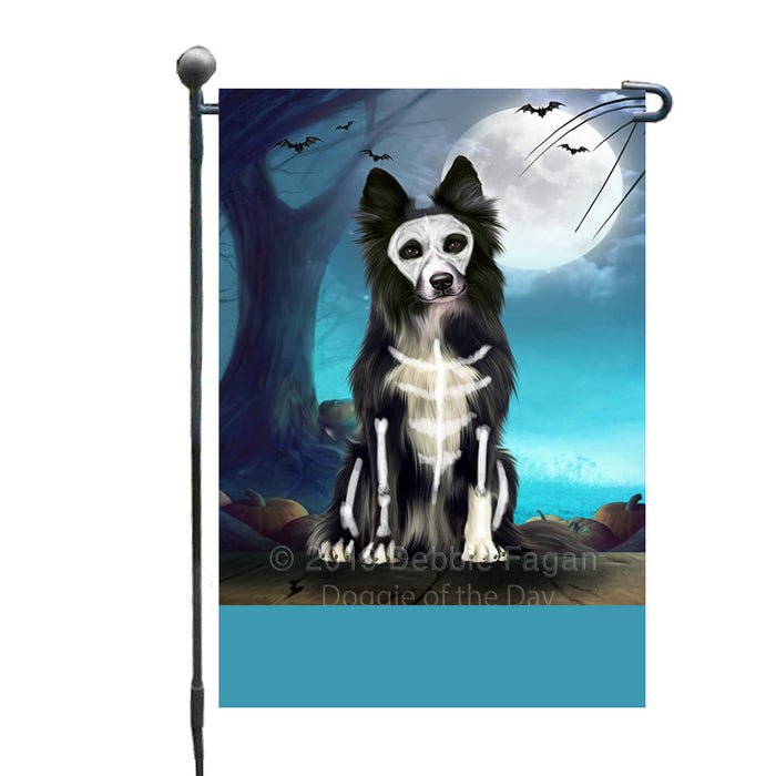 Personalized Happy Halloween Trick or Treat Border Collie Dog Skeleton Custom Garden Flag GFLG64510