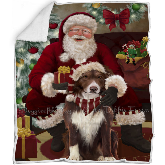 Santa's Christmas Surprise Border Collie Dog Blanket BLNKT142118