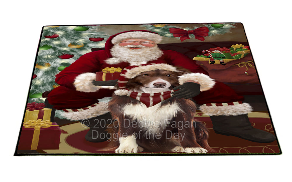 Santa's Christmas Surprise Border Collie Dog Indoor/Outdoor Welcome Floormat - Premium Quality Washable Anti-Slip Doormat Rug FLMS57391