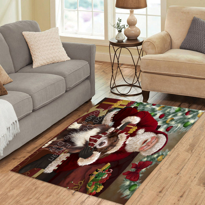 Santa's Christmas Surprise Border Collie Dog Polyester Living Room Carpet Area Rug ARUG67398