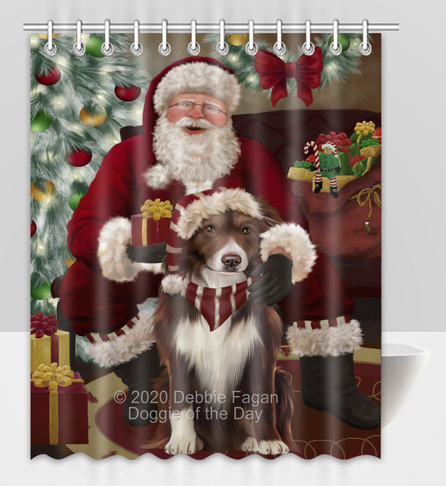 Santa's Christmas Surprise Border Collie Dog Shower Curtain Bathroom Accessories Decor Bath Tub Screens SC216