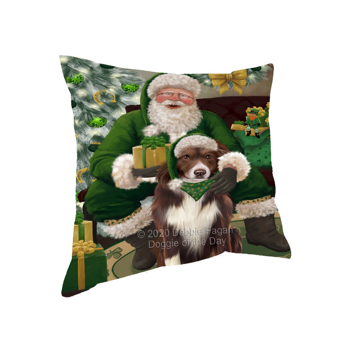 Christmas Irish Santa with Gift and Blue Heeler Dog Pillow PIL86712
