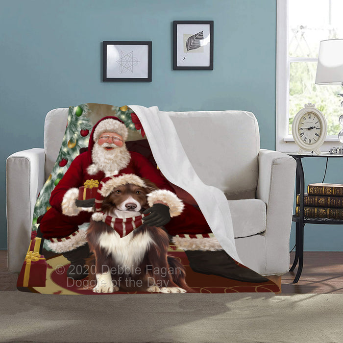 Santa's Christmas Surprise Border Collie Dog Blanket BLNKT142118