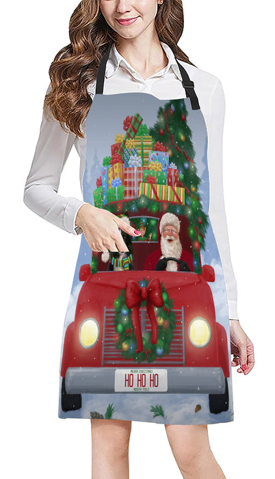 Christmas Honk Honk Red Truck Here Comes with Santa and Border Collie Dog Apron Apron-48187