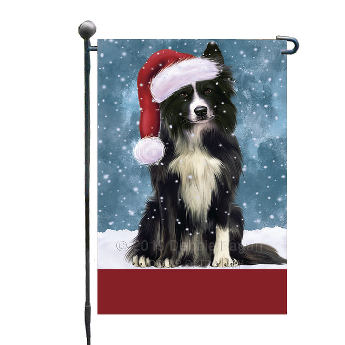 Personalized Let It Snow Happy Holidays Border Collie Dog Custom Garden Flags GFLG-DOTD-A62278