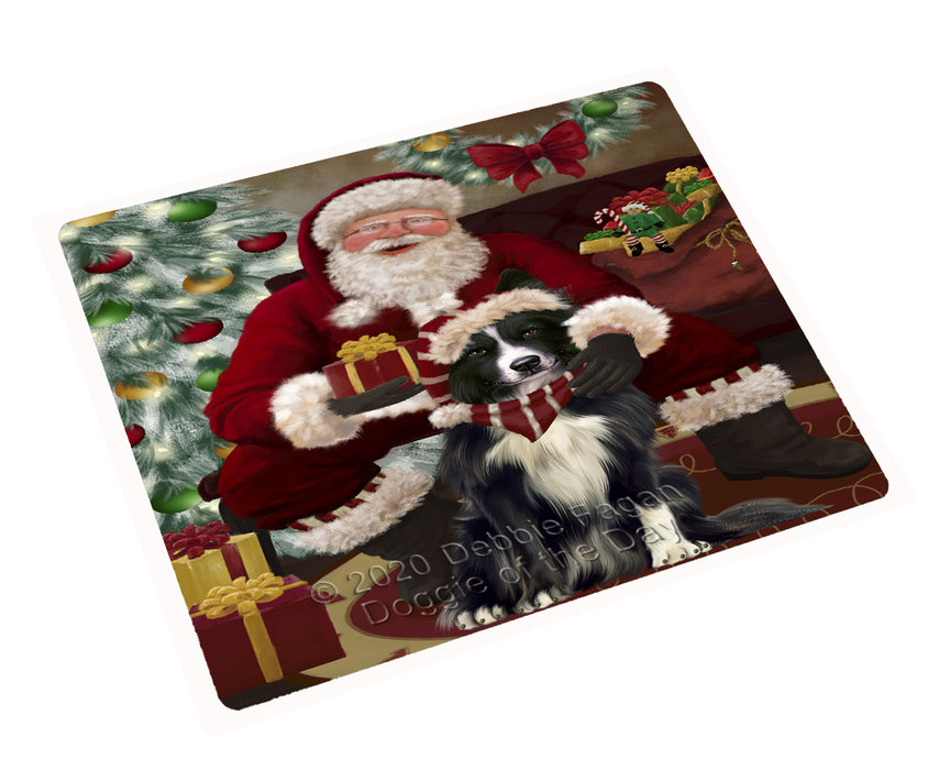 Santa's Christmas Surprise Border Collie Dog Cutting Board - Easy Grip Non-Slip Dishwasher Safe Chopping Board Vegetables C78574