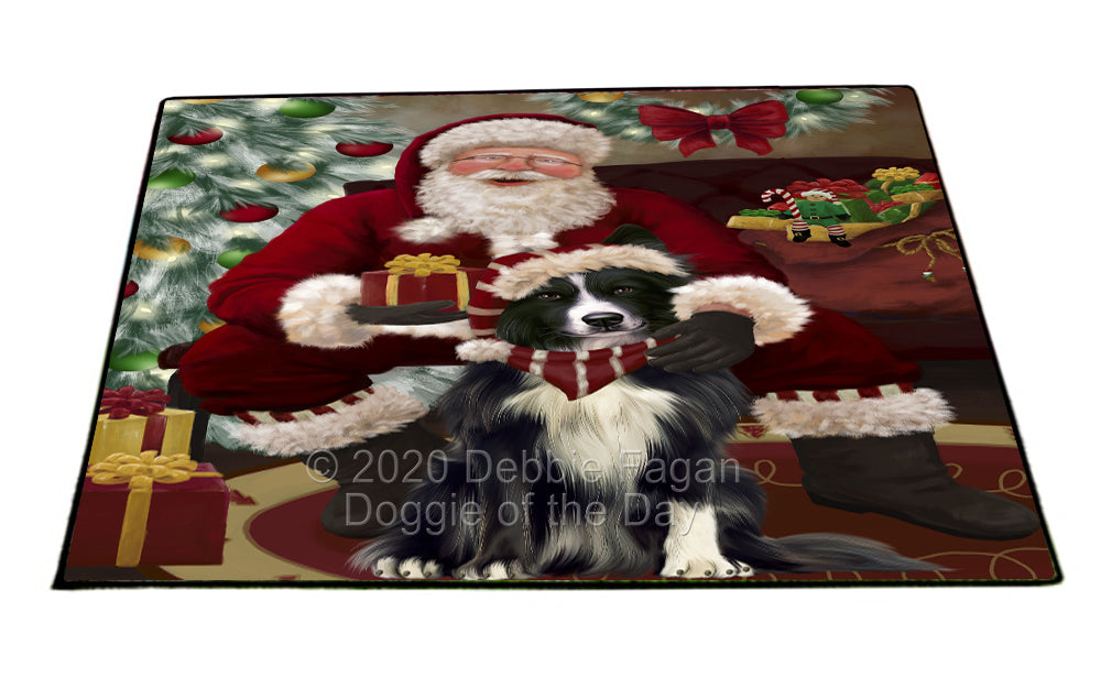 Santa's Christmas Surprise Border Collie Dog Indoor/Outdoor Welcome Floormat - Premium Quality Washable Anti-Slip Doormat Rug FLMS57394