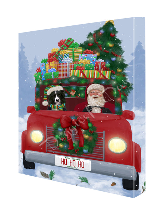 Christmas Honk Honk Here Comes Santa with Border Collie Dog Canvas Print Wall Art Décor CVS146645