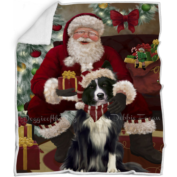 Santa's Christmas Surprise Border Collie Dog Blanket BLNKT142123