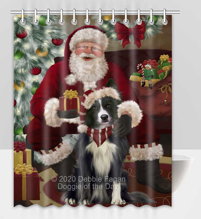 Santa's Christmas Surprise Border Collie Dog Shower Curtain Bathroom Accessories Decor Bath Tub Screens SC217