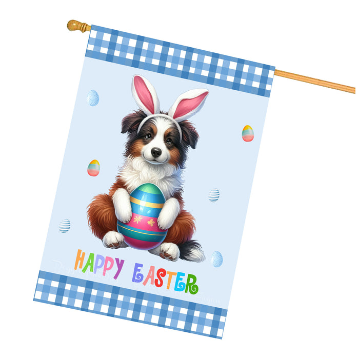 Border Collie Dog Easter Day House Flags with Multi Design - Double Sided Easter Festival Gift for Home Decoration  - Holiday Dogs Flag Decor 28" x 40"
