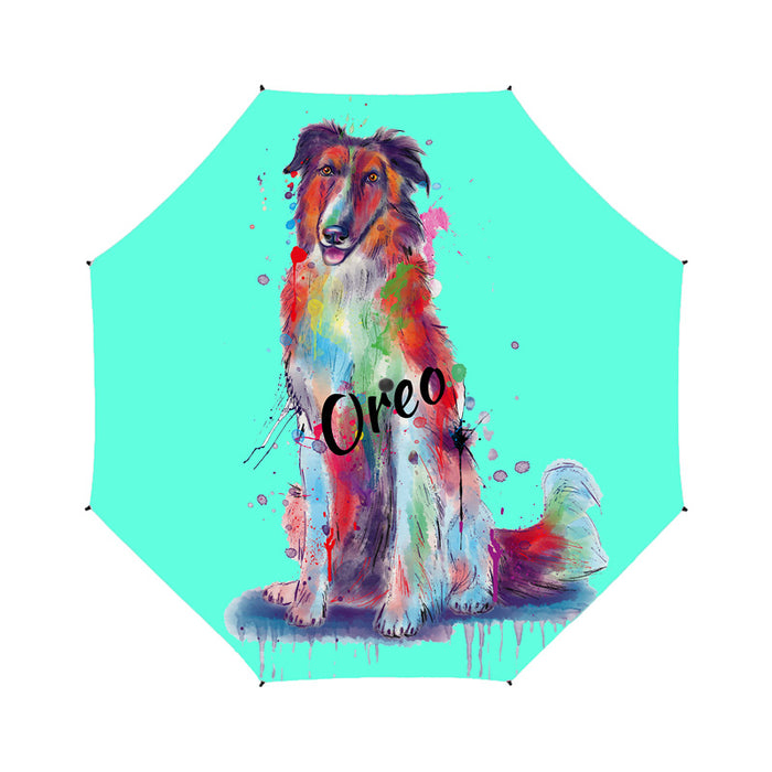 Custom Pet Name Personalized Watercolor Borzoi DogSemi-Automatic Foldable Umbrella