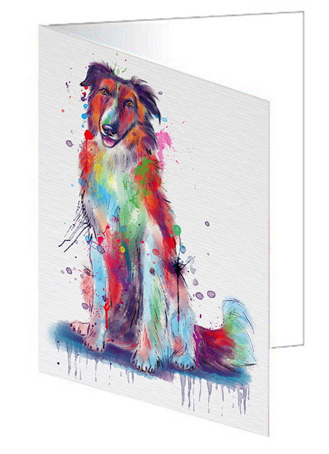 Watercolor Borzoi Dog Handmade Artwork Assorted Pets Greeting Cards and Note Cards with Envelopes for All Occasions and Holiday Seasons GCD79940