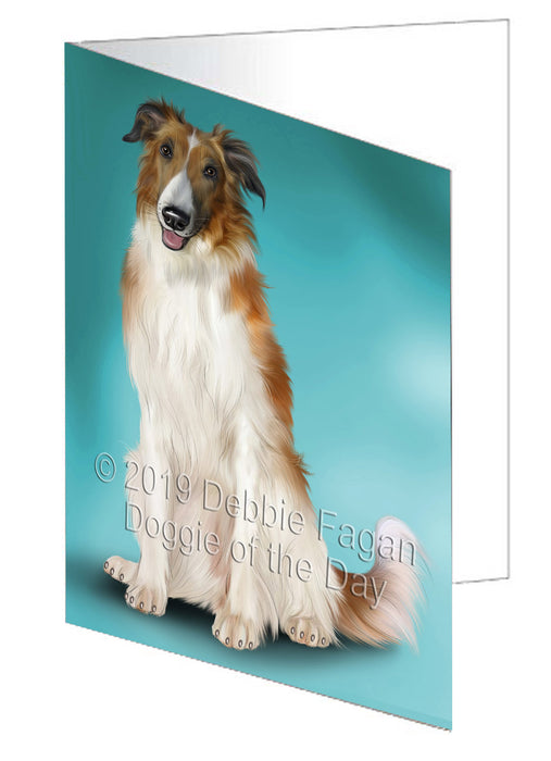 Borzoi Dog Handmade Artwork Assorted Pets Greeting Cards and Note Cards with Envelopes for All Occasions and Holiday Seasons GCD77609