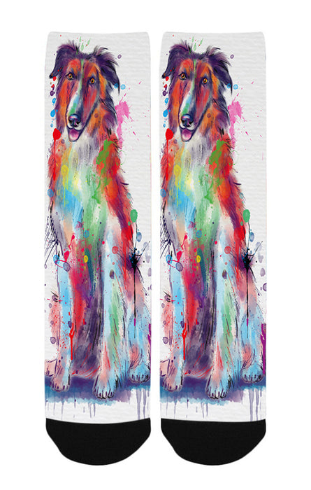 Watercolor Borzoi Dog Women's Casual Socks