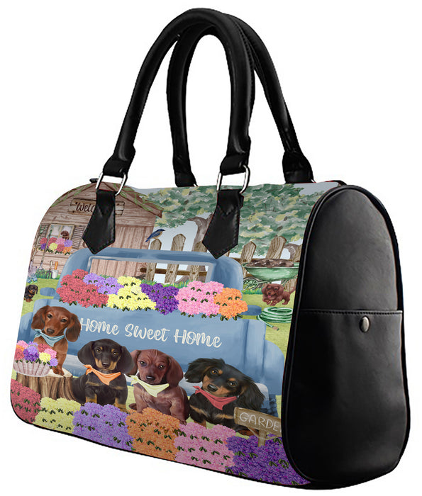 Rhododendron Home Sweet Home Garden Blue Truck Dachshund Dog Boston Handbag