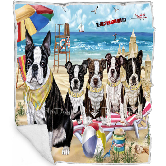 Pet Friendly Beach Boston Terrier Dogs Blanket BLNKT142476