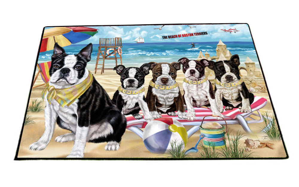 Pet Friendly Beach Boston Terrier Dogs Floormat FLMS55462