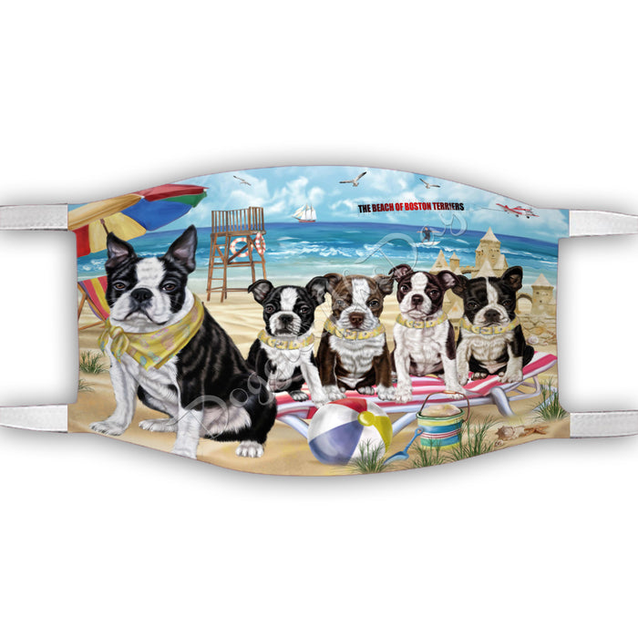 Pet Friendly Beach Boston Terrier Dogs Face Mask FM49082