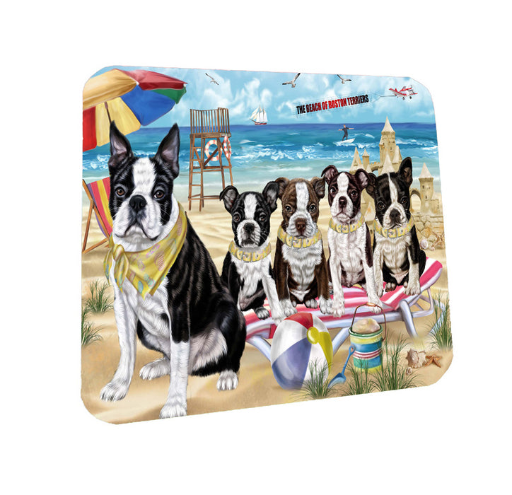 Pet Friendly Beach Boston Terrier Dogs Coasters Set of 4 CSTA58088