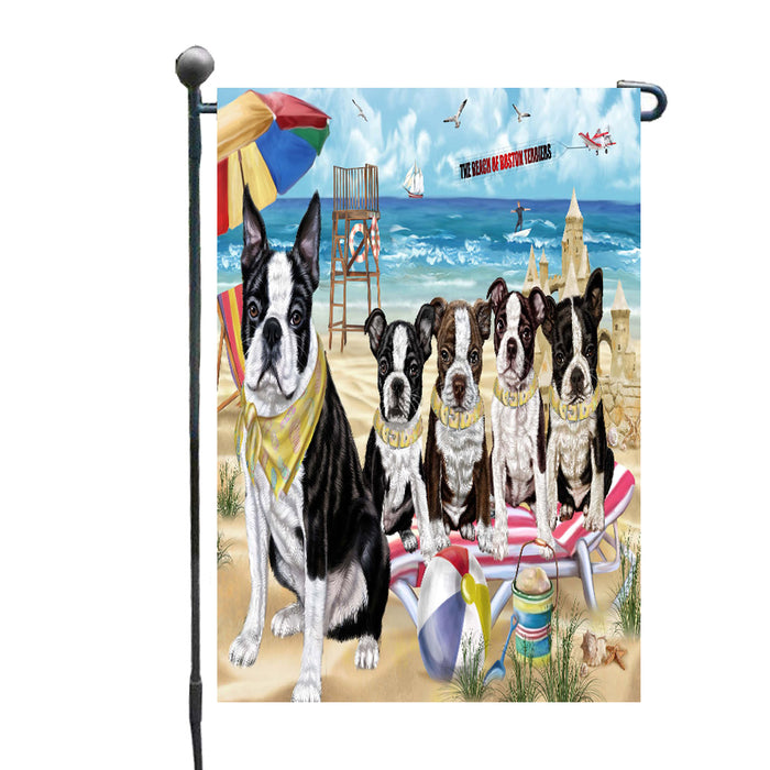 Pet Friendly Beach Boston Terrier Dogs Garden Flags Outdoor Decor for Homes and Gardens Double Sided Garden Yard Spring Decorative Vertical Home Flags Garden Porch Lawn Flag for Decorations