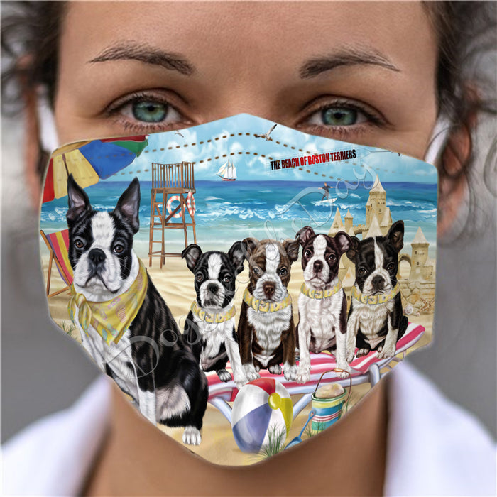 Pet Friendly Beach Boston Terrier Dogs Face Mask FM49082