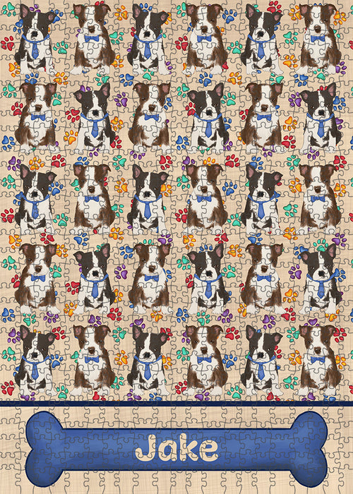 Rainbow Paw Print Boston Terrier Dogs Puzzle  PUZL97608