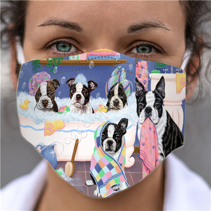 Rub A Dub Dogs In A Tub  Boston Terrier Dogs Face Mask FM49485