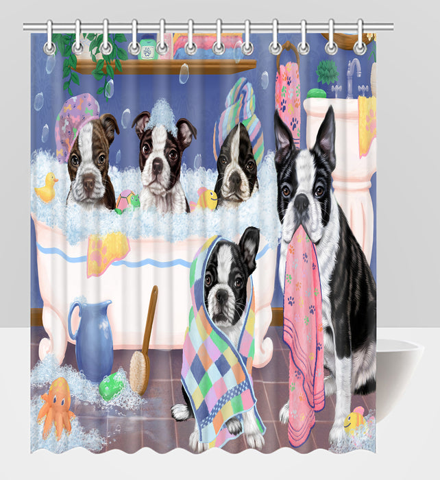 Rub A Dub Dogs In A Tub Boston Terrier Dogs Shower Curtain