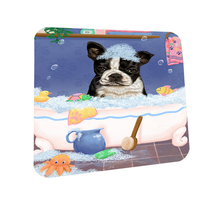 Rub A Dub Dog In A Tub Boston Terrier Dog Coasters Set of 4 CST57278