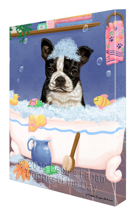 Rub A Dub Dog In A Tub Boston Terrier Dog Canvas Print Wall Art Décor CVS142388
