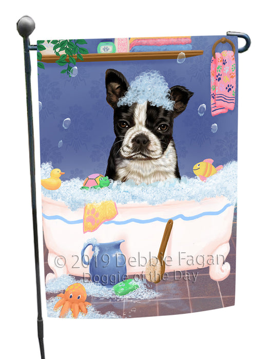 Rub A Dub Dog In A Tub Boston Terrier Dog Garden Flag GFLG66176