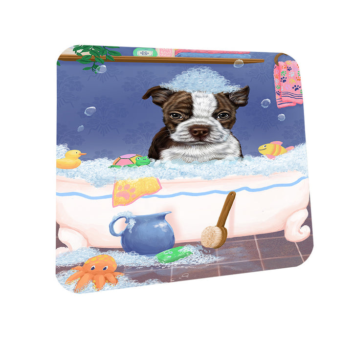 Rub A Dub Dog In A Tub Boston Terrier Dog Coasters Set of 4 CST57279