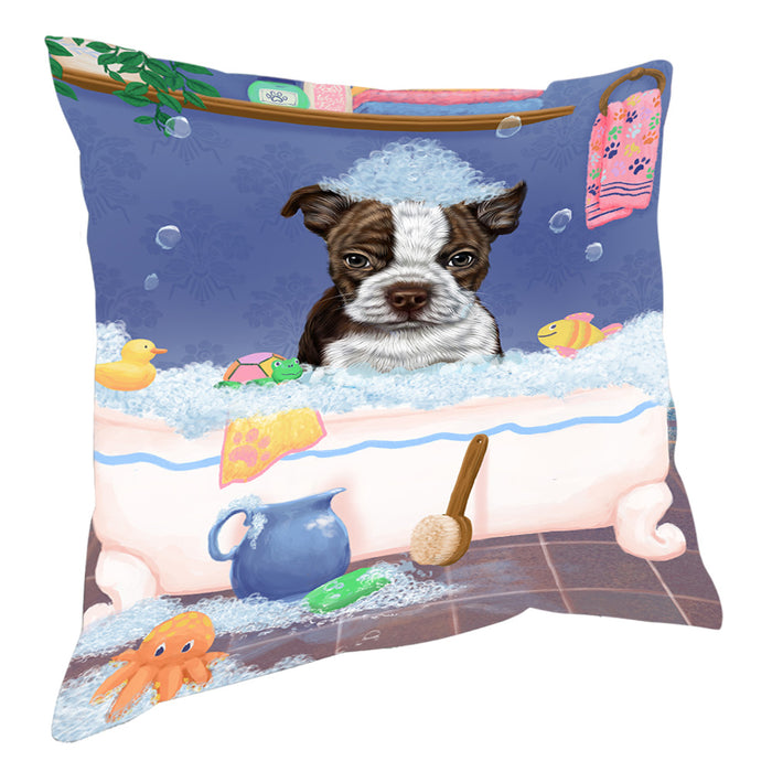 Rub A Dub Dog In A Tub Boston Terrier Dog Pillow with Top Quality High-Resolution Images - Ultra Soft Pet Pillows for Sleeping - Reversible & Comfort - Ideal Gift for Dog Lover - Cushion for Sofa Couch Bed - 100% Polyester, PILA90418