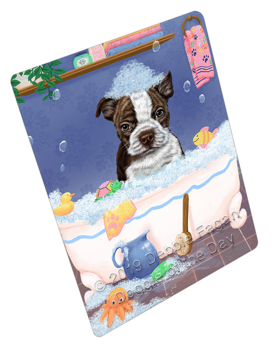 Rub A Dub Dog In A Tub Boston Terrier Dog Cutting Board - For Kitchen - Scratch & Stain Resistant - Designed To Stay In Place - Easy To Clean By Hand - Perfect for Chopping Meats, Vegetables, CA81608