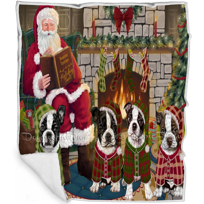 Christmas Cozy Holiday Tails Boston Terriers Dog Blanket BLNKT115383