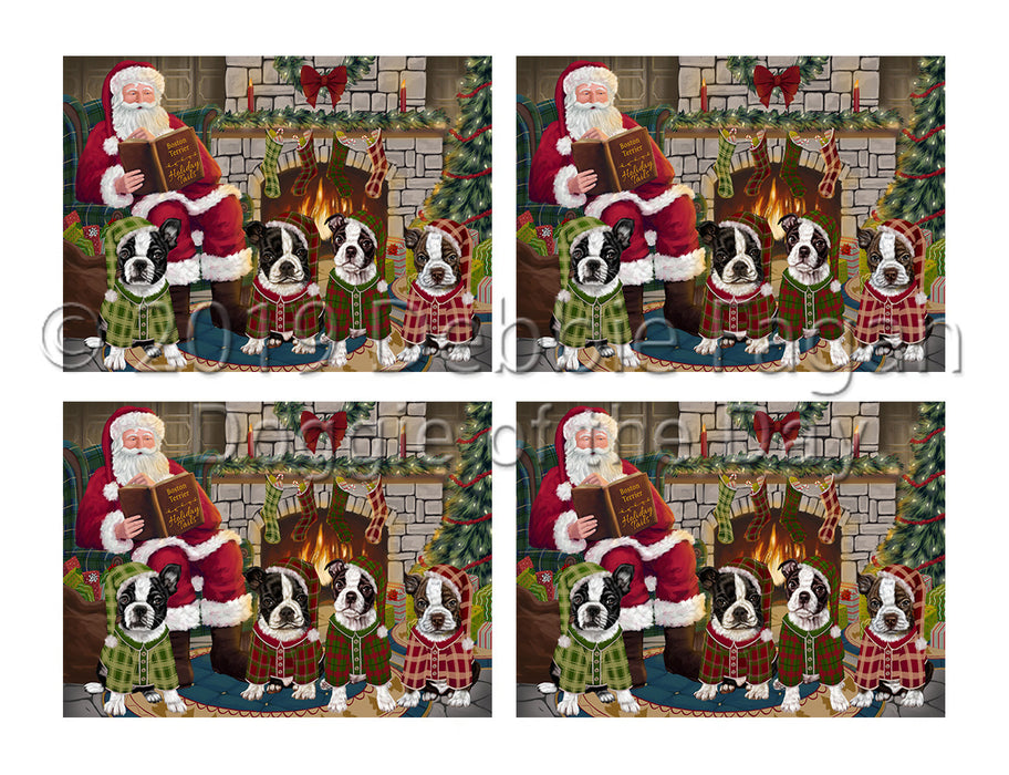 Christmas Cozy Holiday Fire Tails Boston Terrier Dogs Placemat