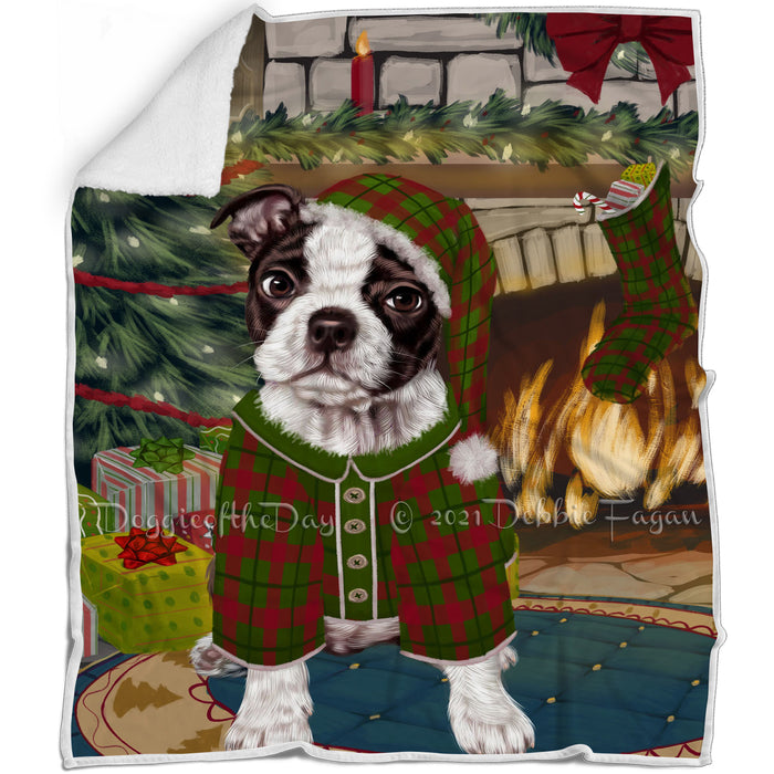 The Stocking was Hung Boston Terrier Dog Blanket BLNKT116553
