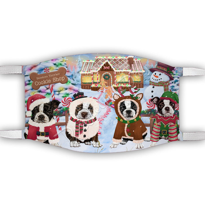 Holiday Gingerbread Cookie Boston Terrier Dogs Shop Face Mask FM48876