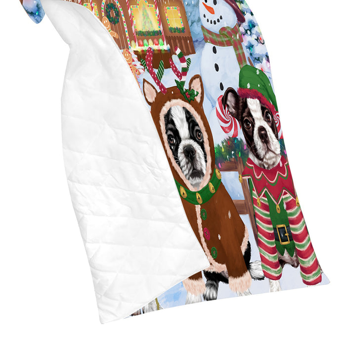Holiday Gingerbread Cookie Boston Terrier Dogs Quilt