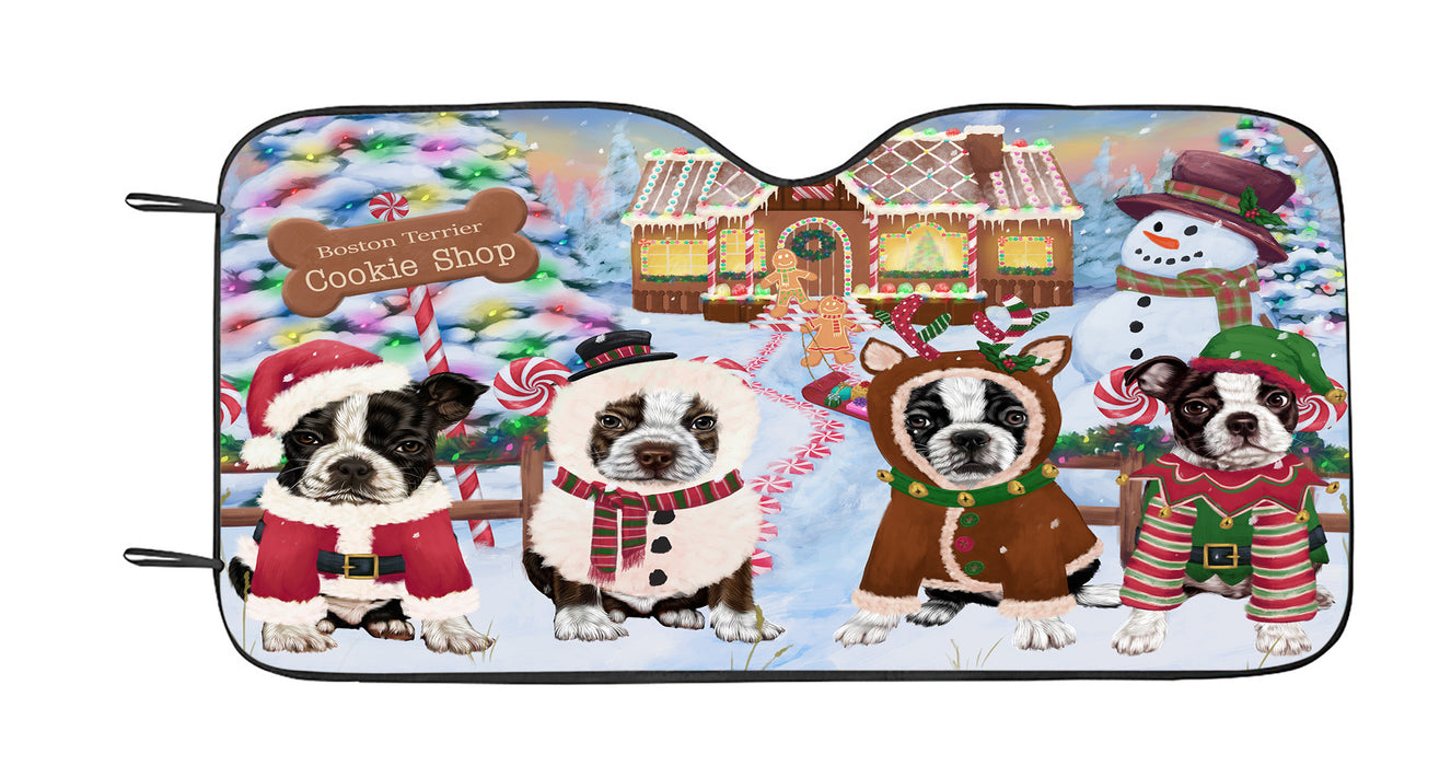 Holiday Gingerbread Cookie Boston Terrier Dogs Car Sun Shade