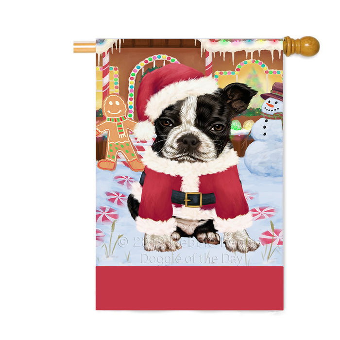 Personalized Gingerbread Candyfest Boston Terrier Dog Custom House Flag FLG63750