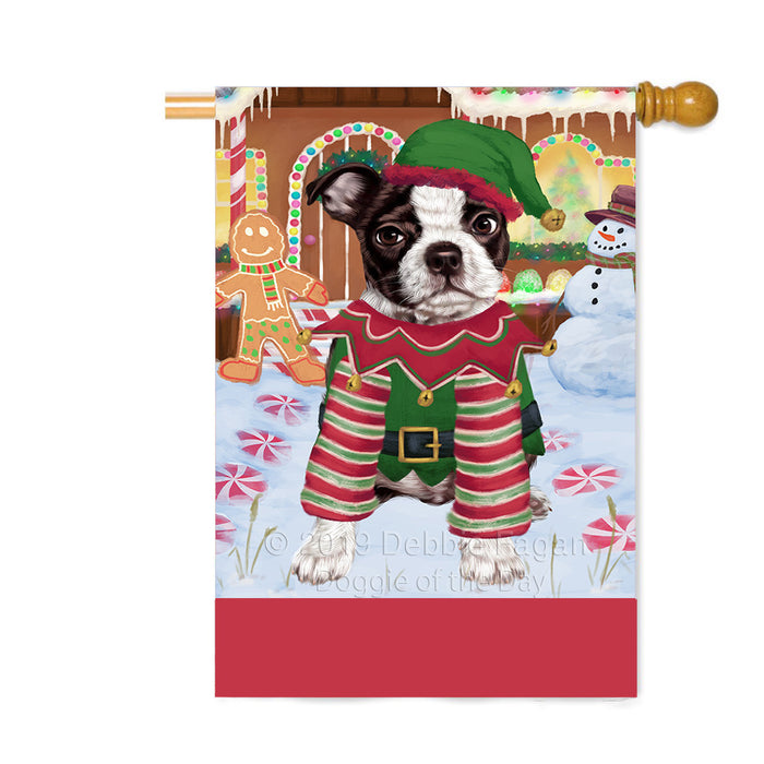 Personalized Gingerbread Candyfest Boston Terrier Dog Custom House Flag FLG63753