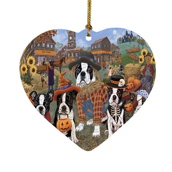 Halloween 'Round Town Border Collie Dogs Heart Christmas Ornament HPOR57478