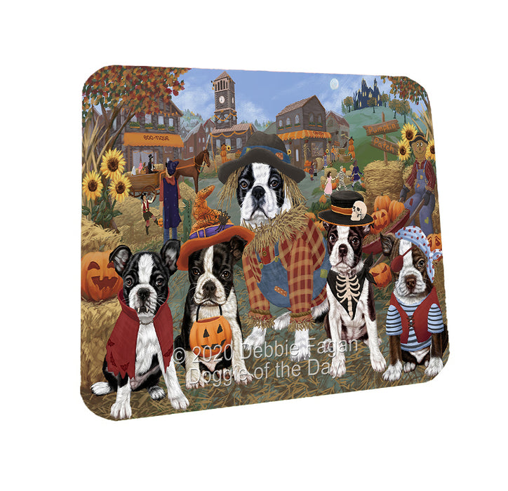 Halloween 'Round Town Boston Terrier Dogs Coasters Set of 4 CSTA57918
