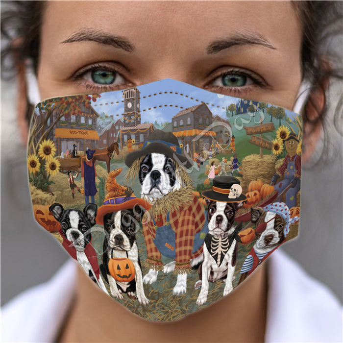 Halloween 'Round Town Boston Terrier Dogs Face Mask FM49935